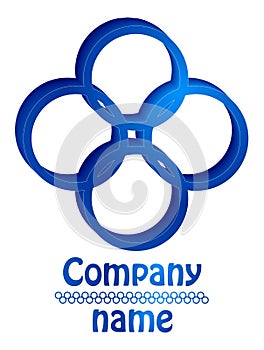Blue four circles 3D logo