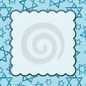 Blue frame with illustration of Star of David pattern background