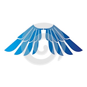 Blue freedom Wings emblem. Heraldic Coat of Arms decorative logo