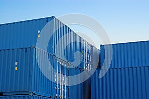 Blue freight containers