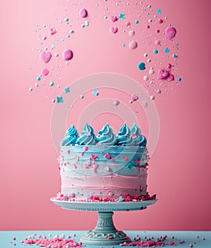 Blue Frosting Cake With Sprinkles