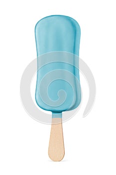 Blue fruit popsicle ice cream isolated on white