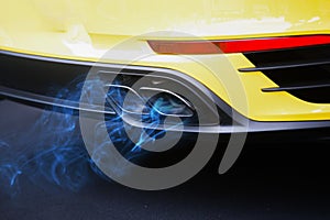 Blue fuel gas pollution car exhaust pipe