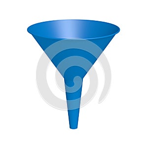 Blue funnel isolated on white background.