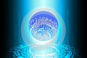 Blue Future Binary Globe Technology Background