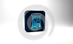 Blue Futuristic cryogenic capsules or containers icon isolated on grey background. Cryonic technology for humans or