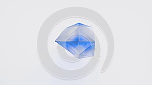 A blue futuristic polyhedron randomly transforming on white background. Dynamic backdrop for art, business and