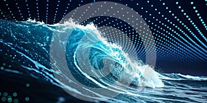 Blue futuristic wave of particles