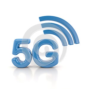 Blue 5g wireless network icon 3d illustration