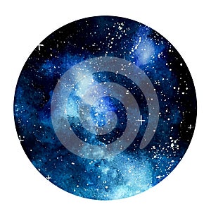 Blue galaxy background for text in circle