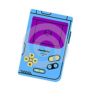Blue Game Console as Bright Item from Nineties Vector Illustration