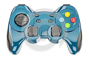 Blue game controller, 3D rendering