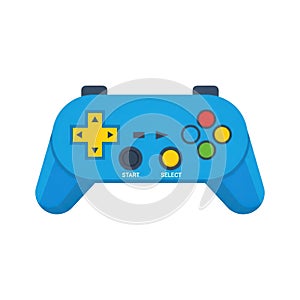 Blue game controller with colorful buttons on transparent background