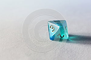 Blue game dice d8
