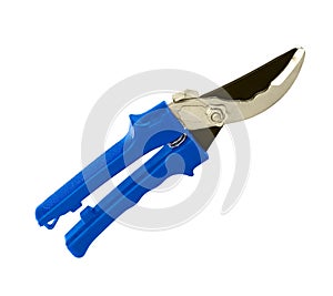 Blue garden shears isolated on a white background