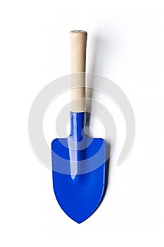 Blue gardening shovel