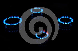 Blue gas flames