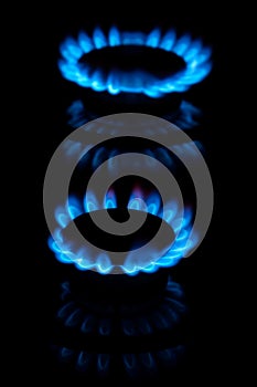 Blue gas flames