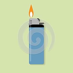 Blue gas lighter with fire