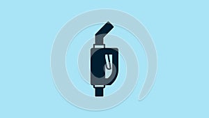 Blue Gasoline pump nozzle icon isolated on blue background. Fuel pump petrol station. Refuel service sign. Gas station