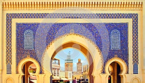 Blue Gate Bab Boujelud in Fes, Morocco photo