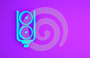 Blue Gauge scale icon isolated on purple background. Satisfaction, temperature, manometer, risk, rating, performance, speed