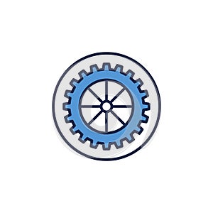 Blue Gear in Circle vector concept icon or logo