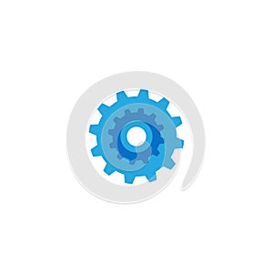 Blue Gear or cog icon. Stock vector illustration isolated on white background