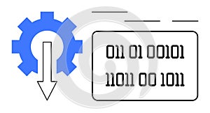 Gear and Binary Code Representing Data Processing and Automation Concepts