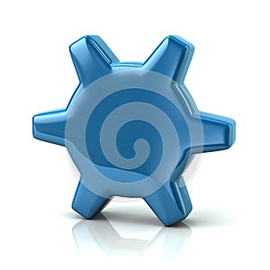 Blue gear settings icon 3d illustration