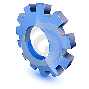 Blue gear wheel symbol