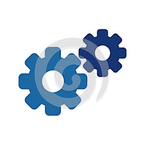 Blue gears icon isolated on white background. Cogwheel Vector illustration