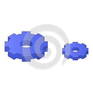 Blue gears wheels icon, isometric style