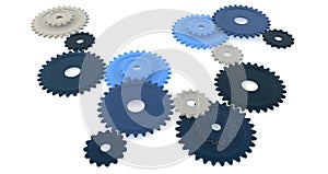 Blue gears on white