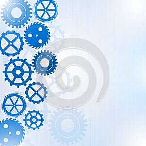 Blue gears on the white background