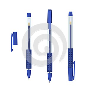 Blue gel pens with rubber grip set