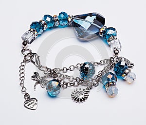 Blue gem bracelet with pendants