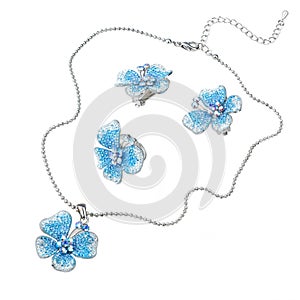 Blue gems pendant and ear rings