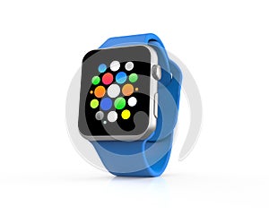 Blue generic smart watch with icons