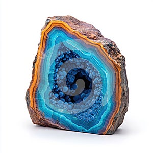 Blue Geode Crystal Isolated on White