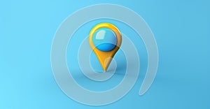 Blue geolocation marker on the map in 3D style. Navigation system. Pin