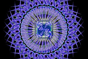 Blue geometric circle fractal star crystal cube stained glass mystic symbol magical black mythical spiritual gothic pattern