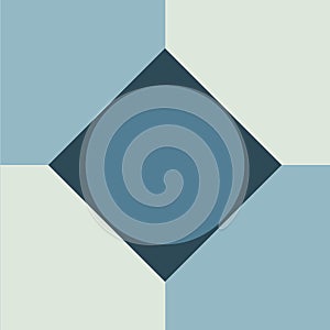Blue geometric figure repeat seamless pattern print.