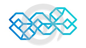 Blue Geometric Hexagon Chain Pattern, vector design Generative AI