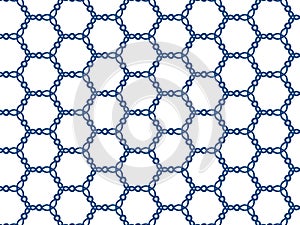 Blue Geometric ornamental pattern. Seamless circle abstract design texture.