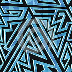Blue geometric seamless pattern