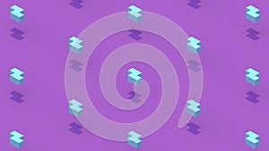 Blue geometric shapes. Purple background. Abstract illustration, 3d render.