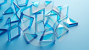 Blue Geometric Shapes on Blue Surface