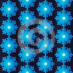 Blue geometric snowflakes seamless pattern for new year theme