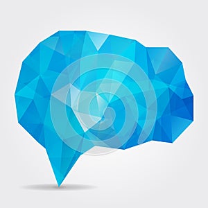 Blue geometric speech bubble with triangular polygons